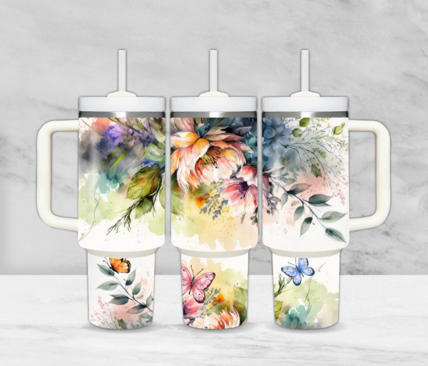 Watercolor Flower Tumbler